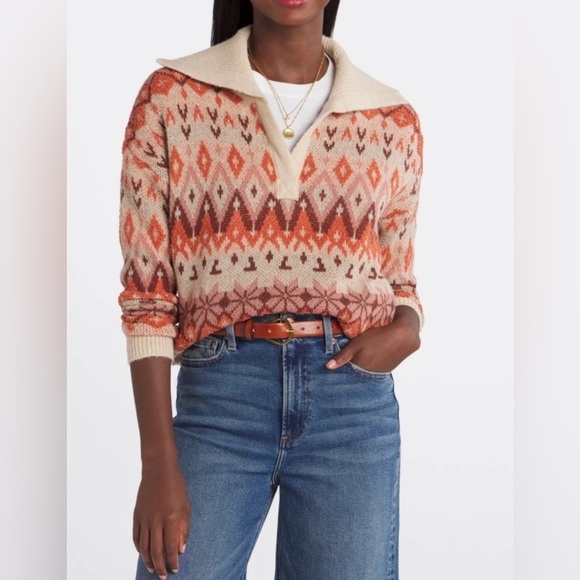 The General Good~Women’s Knit Sayf V- Neck Folded Collar Sweater Size Large - Picture 2 of 8